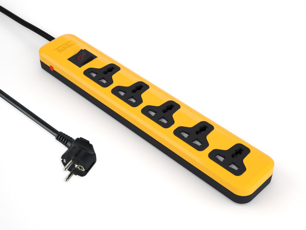 Power Strip 5 Universal Outlets with Overload Switch iLock