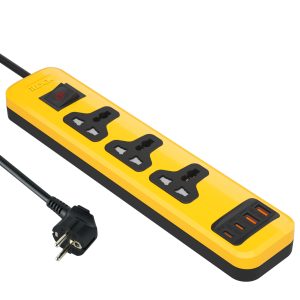 Universal Power Strip with 3 Outlets & 4 USB Ports (2 USB-C + 2 USB-A) | Fast Charging | 2M