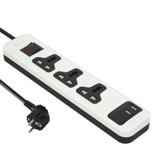 Universal Power Strip with 3 Outlets & 2 USB Ports (2 USB-A) | Fast Charging | 2M