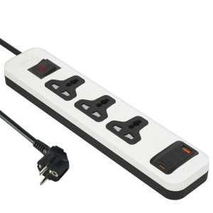 Universal Power Strip with 3 Outlets & 2 USB Ports (USB-C + USB-A) | Fast Charging | 2M