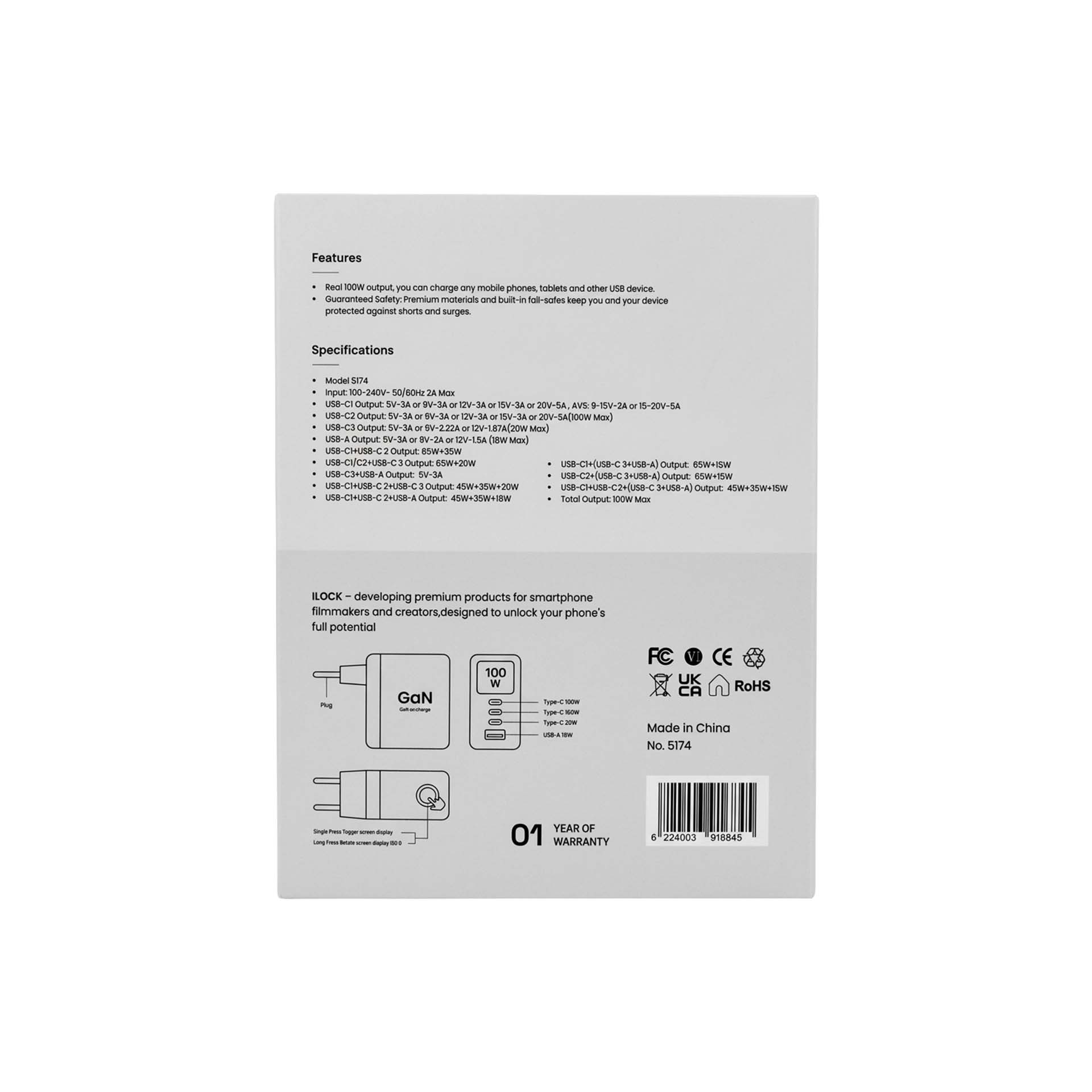 iLOCK 100W GaN Charger, 4 Ports Quick Charger & Charging Protection - Image 4