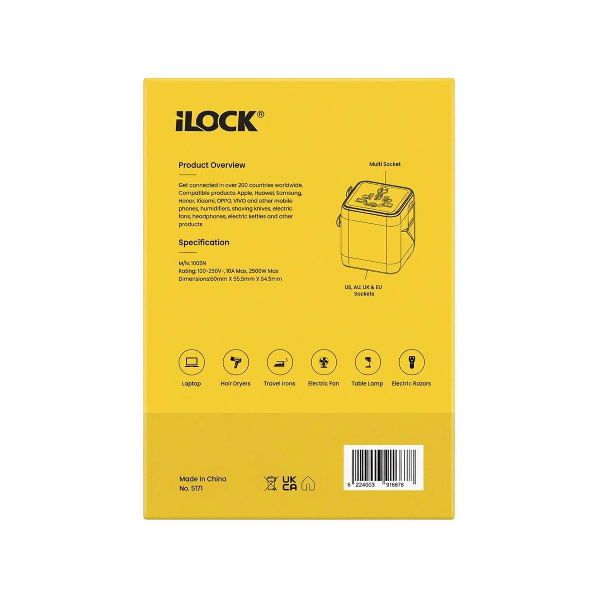 iLOCK Compact Universal Travel Adapter (180+ Countries) - Image 3