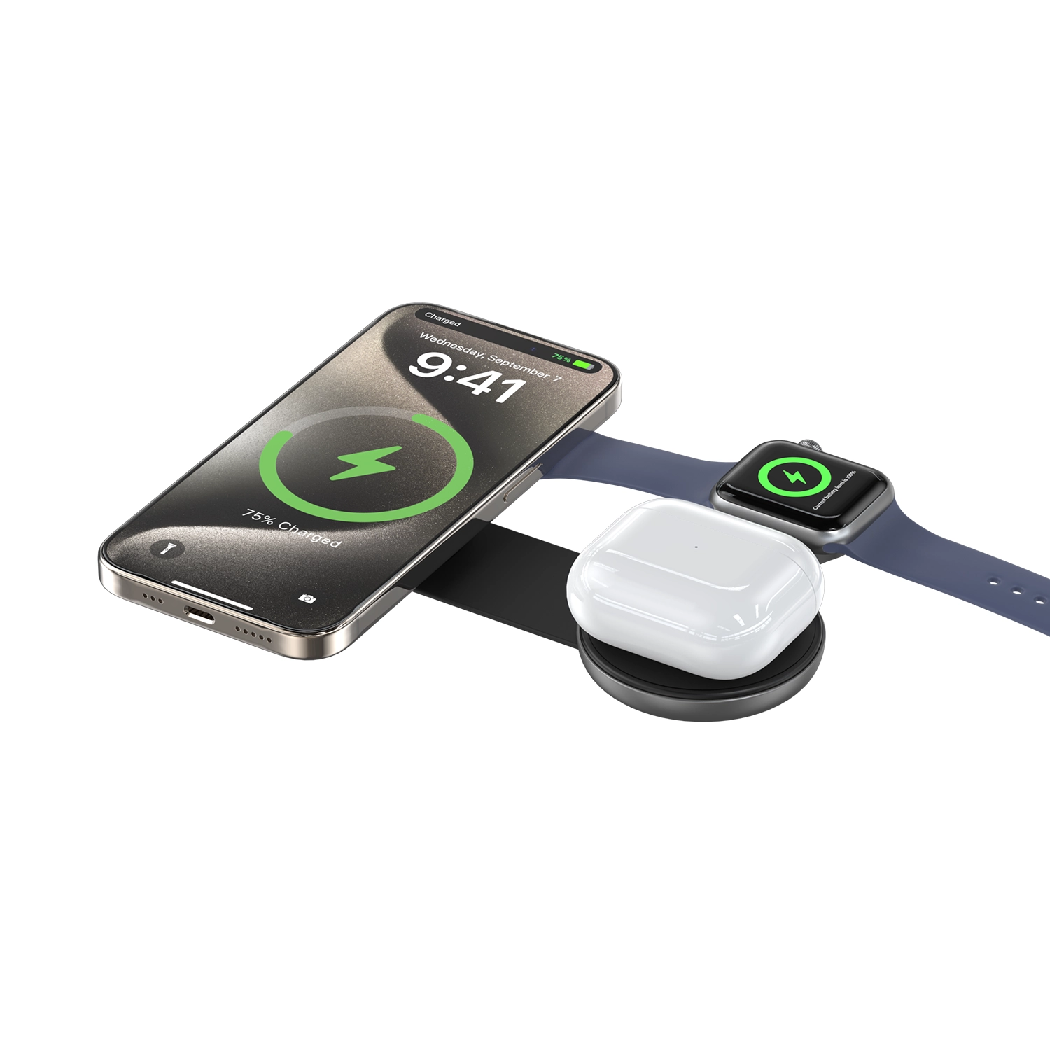 iLOCK Super Mini 3 in 1 Rounded Wireless Charger 15W - Image 5